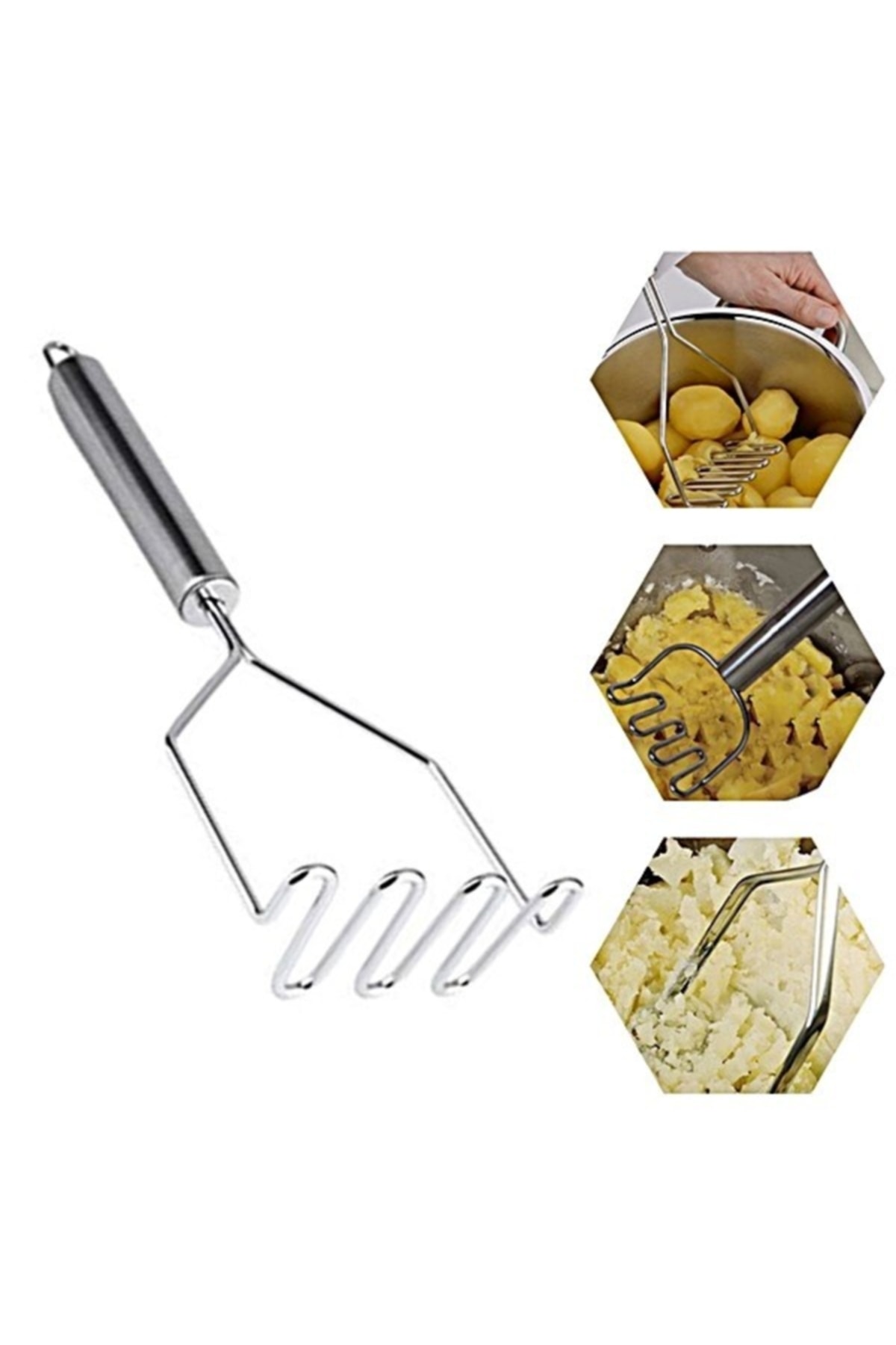 BİODATA Paslanmaz Çelik Patates Ezici Sarımsak Püresi Ezici Kırıcı 21*6,5 cm
