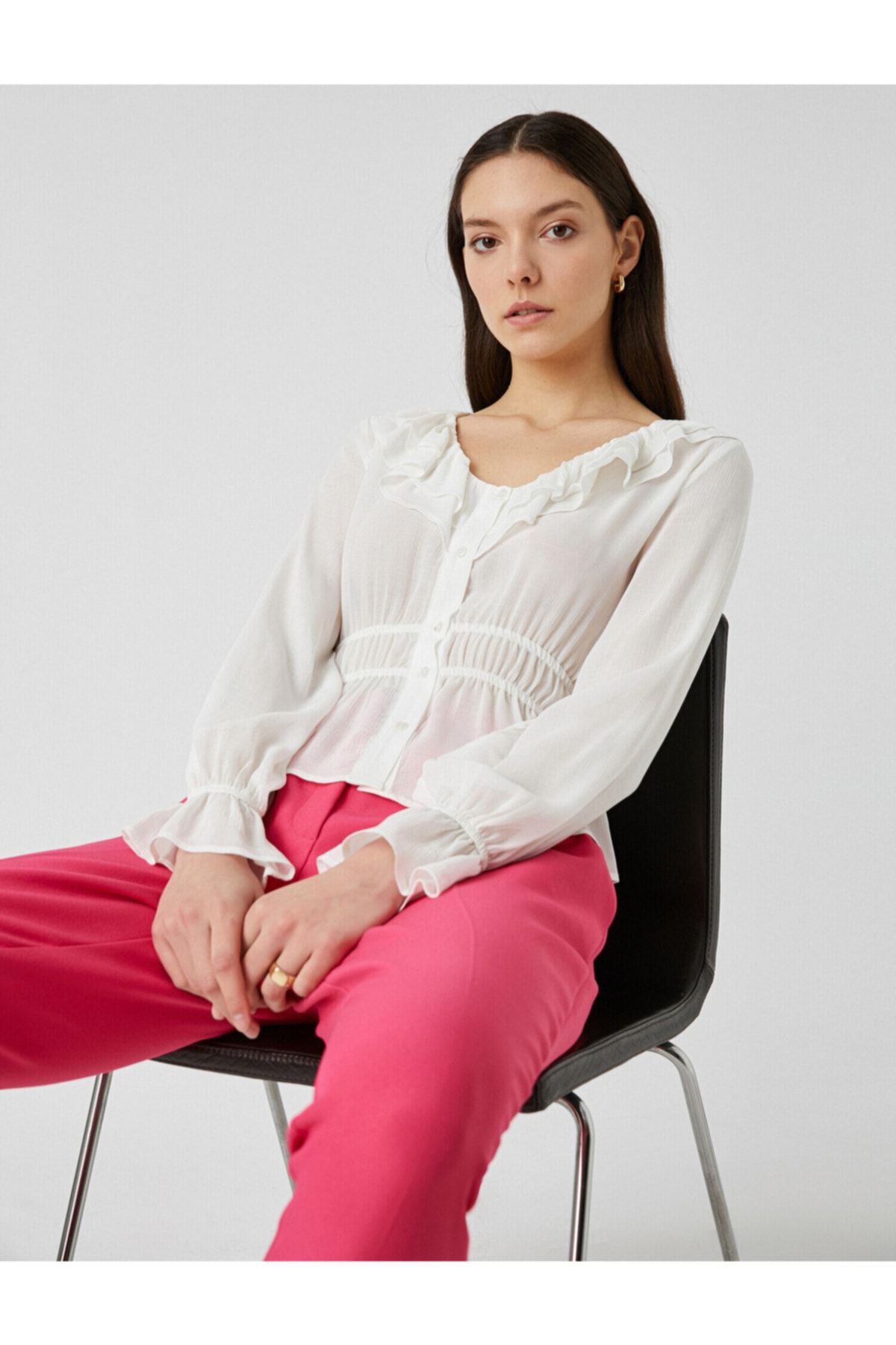Koton Bluse Weiß Slim Fit