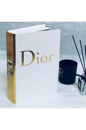Dior Beyaz Altın Tasarımlı Açılabilir Dekoratif Kitap Kutusu Dior Beyaz&Altın