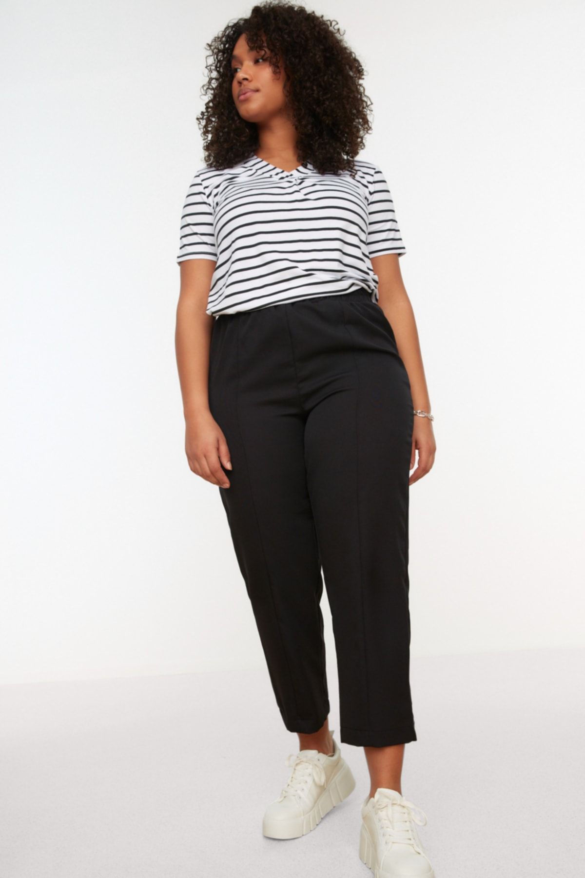 Buy Trendyol Plus Size Elastic Waist Wide-Leg Pants Online