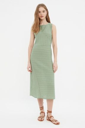 Yeşil Çizgili Elbise TWOSS22EL0255