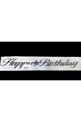 Happy Birthday Gümüş Yazılı Beyaz Doğum Günü Parti Kuşağı SVHD00089a