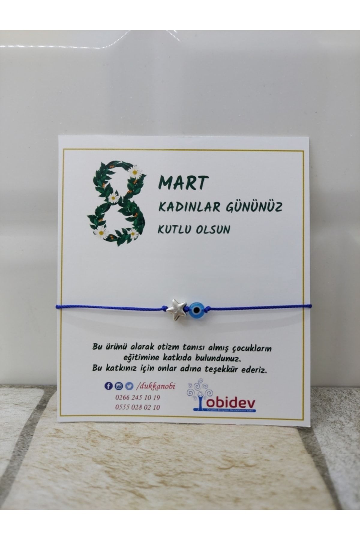 OBİDEV 8 Mart Kadınlar Günü Yıldızlı Nazar Boncuklu Bileklik