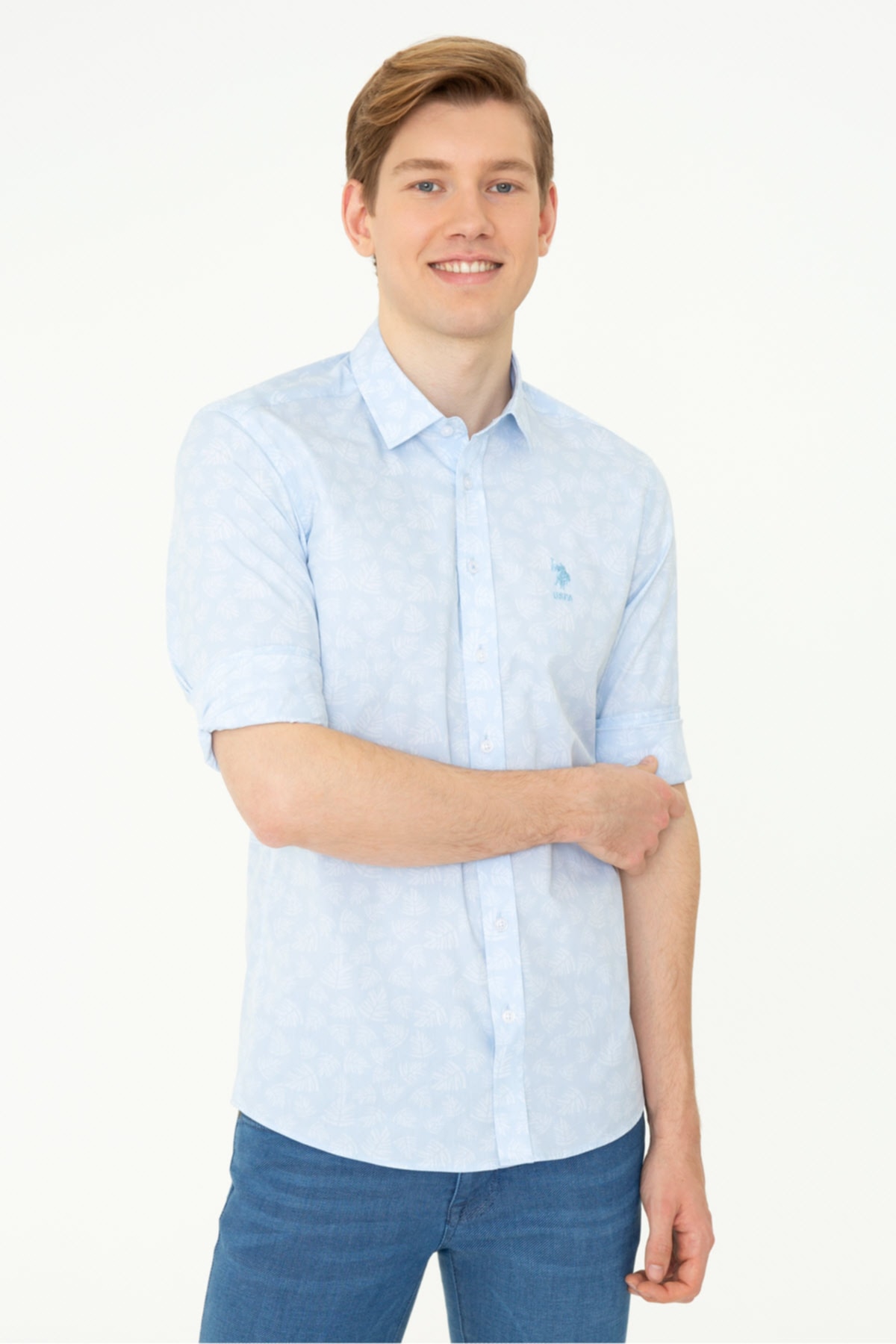 پیراهن مردانه آبی یو اس پولو | G081GL004.000.1367169 اورجینال - تصویر 3