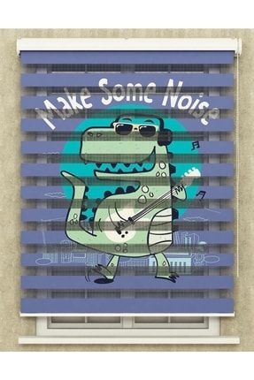 Bebek Odası - Dinazor Rock Baskılı Zebra Perde Poster-2624-Zebra2022