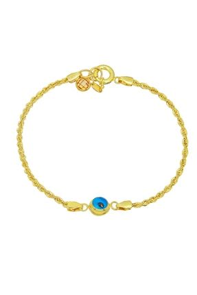 Jewelry Kadın 14 Ayar Altın Nazar Boncuklu Halat Burgu Bileklik BLK-Y-16-0008