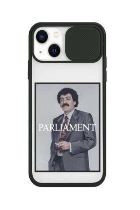 Iphone 13 Siyah Müslüm & Parlıament Tasarımlı Kamera Korumalı Sürgülü Baskılı Silikon Kılıf IP13-SMP01