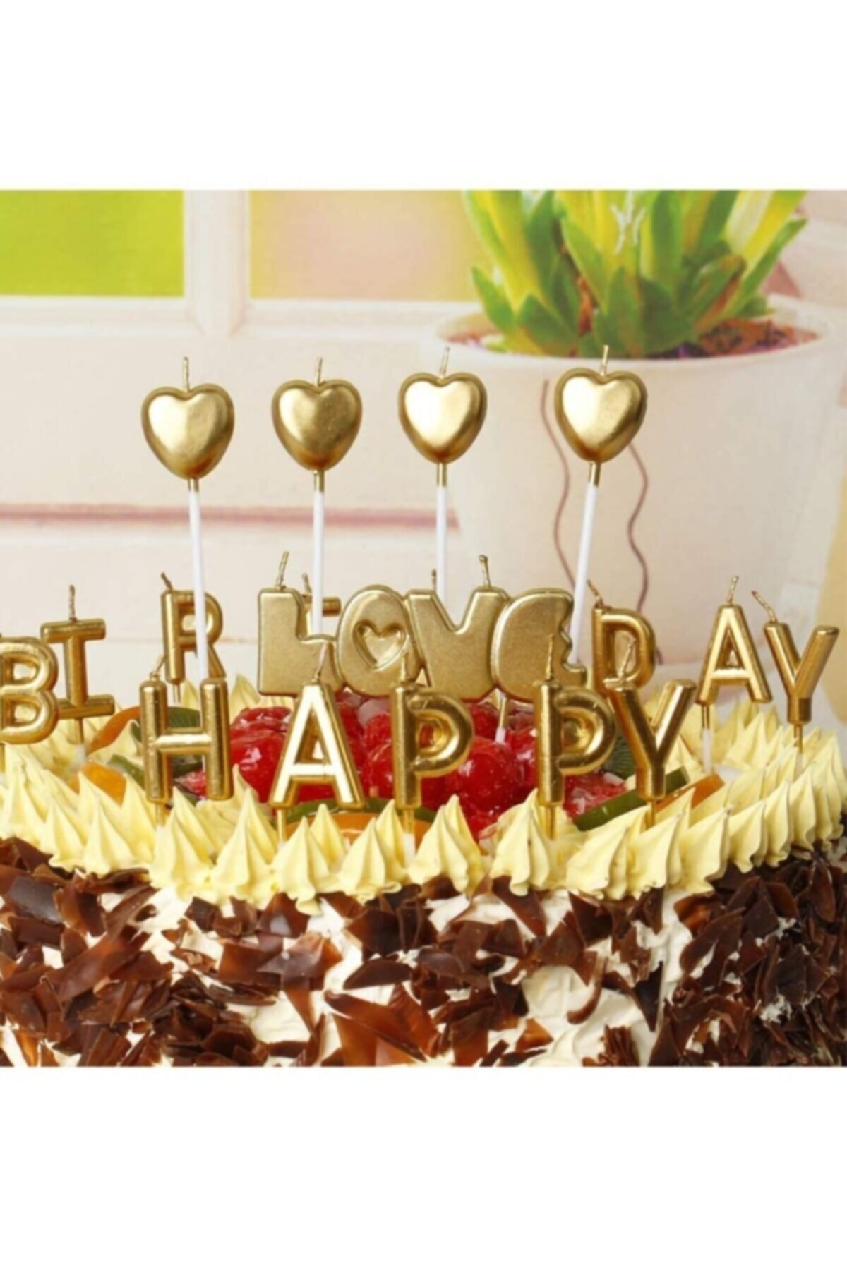 BEST PARTİ DOĞUM GÜNÜ PARTİ SÜSLERİ Çubuklu Gold Kalp Mum 4'lü