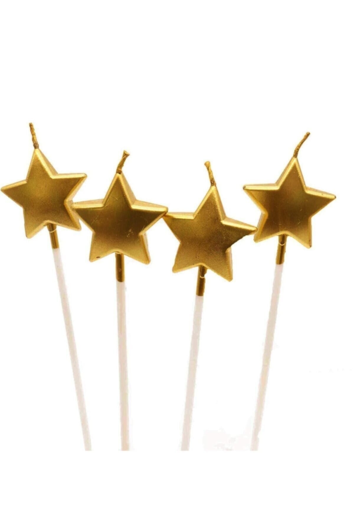 BEST PARTİ DOĞUM GÜNÜ PARTİ SÜSLERİ Çubuklu Gold Yıldız Mum 4'lü
