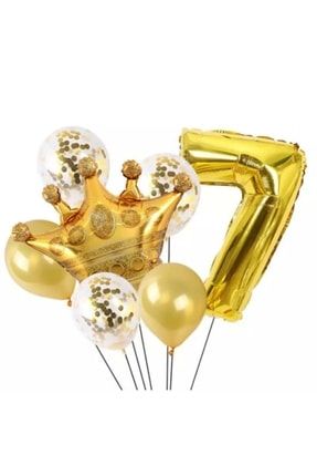 7 Yaş Altın Kral Kraliçe Taçlı Folyo Balon Seti TPKT000002570