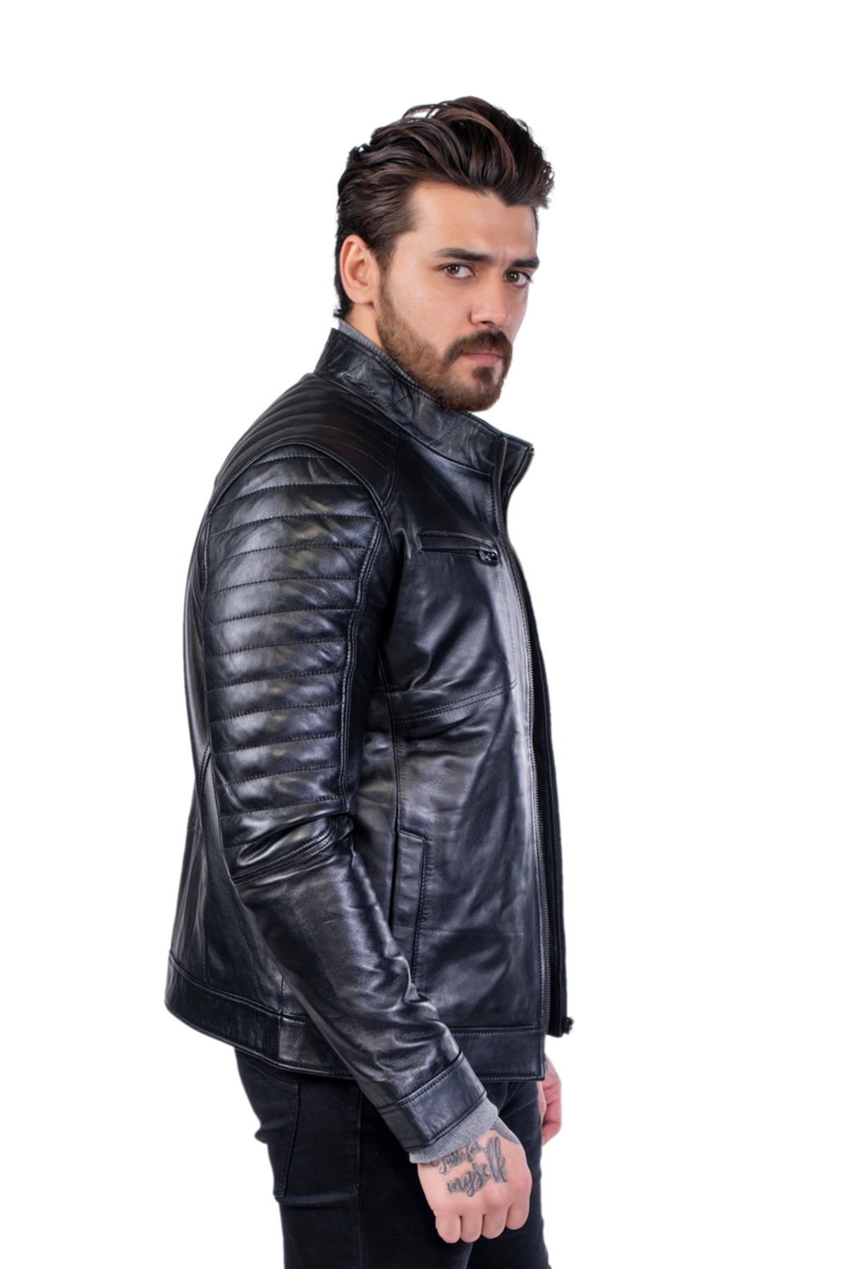 ژاکت مردانه مشکی BATU DERİ | AYZ07 اورجینال - تصویر 2