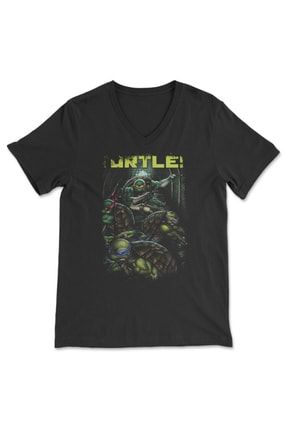 Vintage Ninja Kaplumbağalar Retro V Yaka Unisex Tişört T-shirt VXVC484