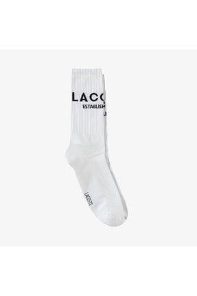 Unisex Uzun Baskılı Beyaz Çorap RA0205