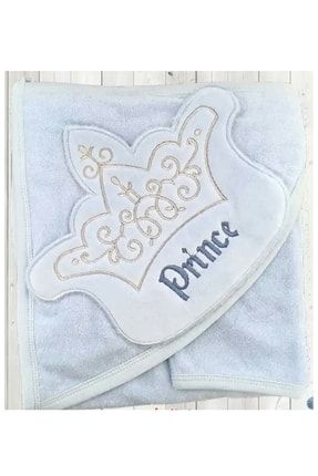 Prince Prens Nakışlı Kapşonlu Keseli Erkek Bebek Kurulama Havlusu 508PRİNCE