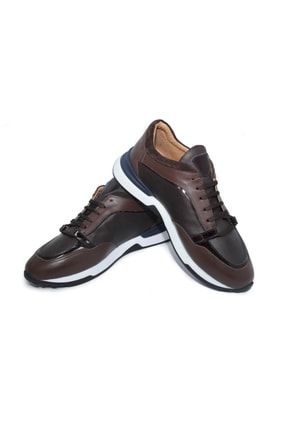 Çok Renkli - Hakiki Deri Rahat Taban Erkek Ayakkabı Kahverengi Renk Bağcıklı Açma Detaylı GRZ01-1097-K