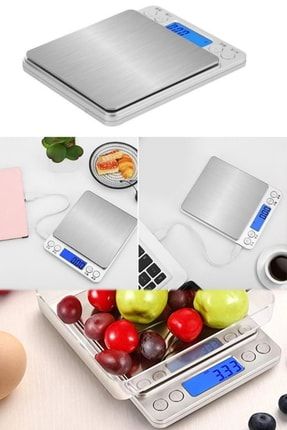 Dijital Ekranlı Elektronik Hassas Kantar Terazi Mutfak Kuyumcu Tartısı 3 Kg Gümüş Altın Cihaz Pro ad8c