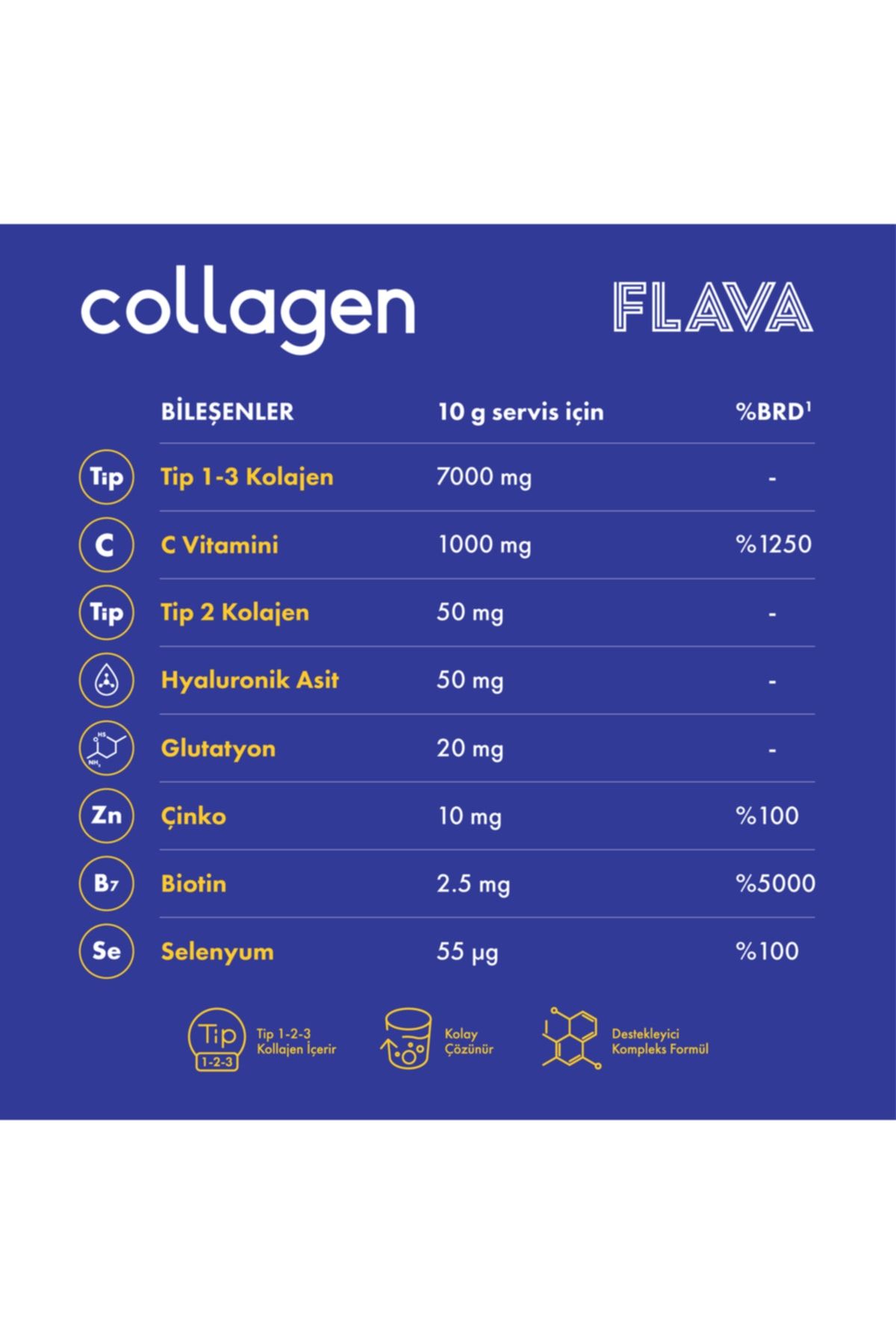 FLAVA Collagen | Yeşil Elma - 6 Vitamin Ilaveli - Tip 1,2,3 - 250g SN8871