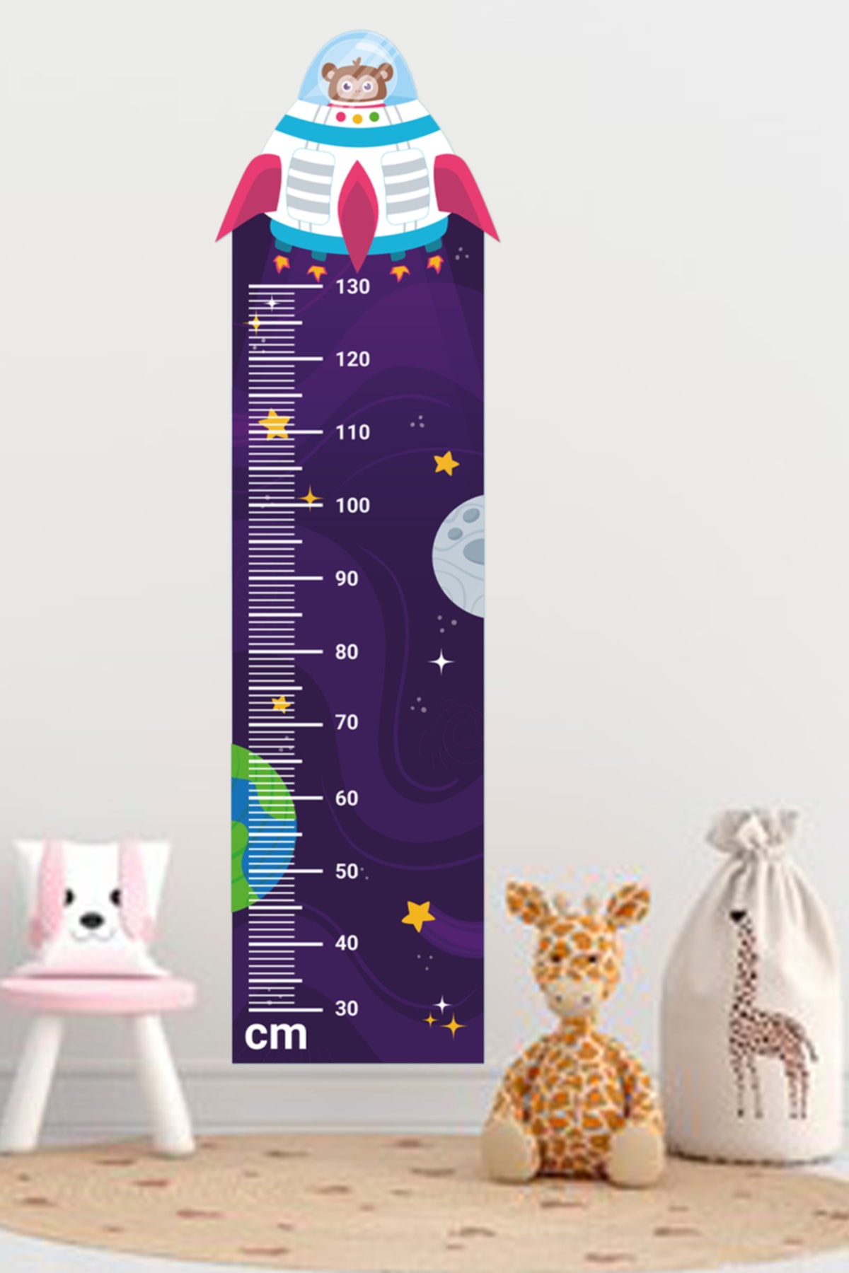 Ufolu Maymun Çocuk Odası Boy Ölçer Sticker 40x140 Cm