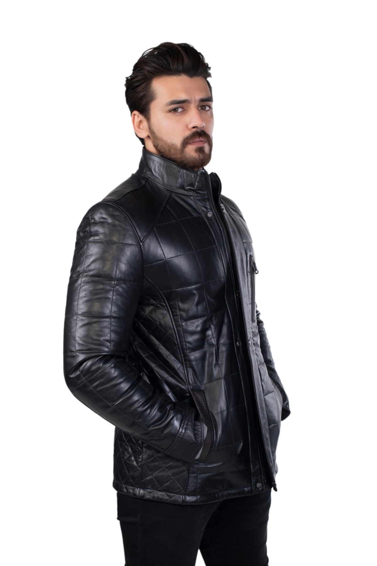 کاپشن مردانه مشکی BATU DERİ | RGK3200 اورجینال - تصویر 3
