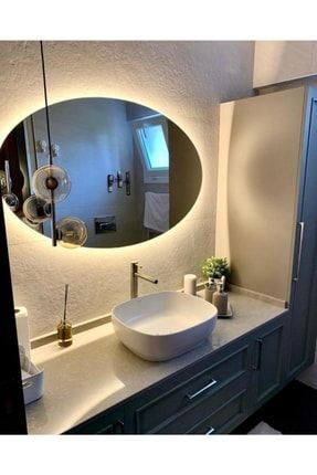 80 X 60 Cm Günışığı Ledli Elips Banyo Aynası/ Makyaj Aynası/ Prizli NRKS500-EGILA80X60-PRZ
