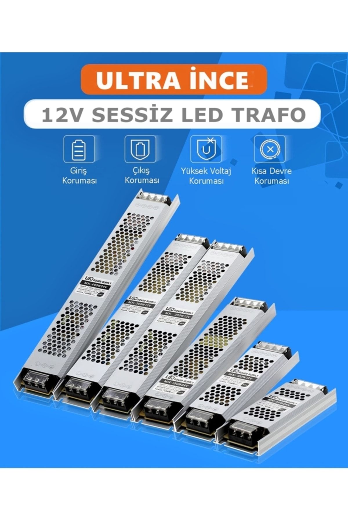 İSRA 12 Volt 60 Watt 5 Amper Ultra Slim Led Trafo (IP20) - Trafo Çeşitleri  - İsra - 6242235912572