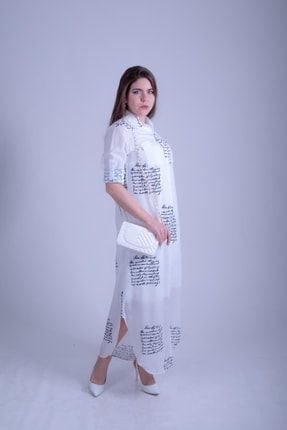 Beyaz Maxi Gömlek Elbise 437925