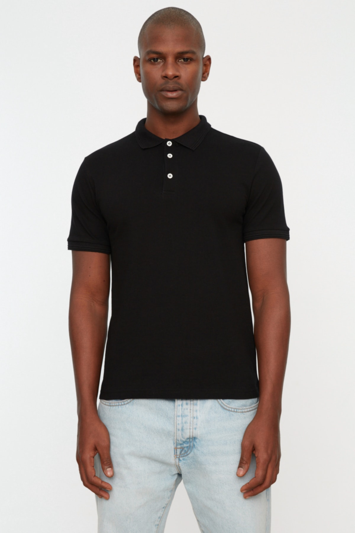 Trendyol Collection Poloshirt Schwarz Slim Fit Fast ausverkauft