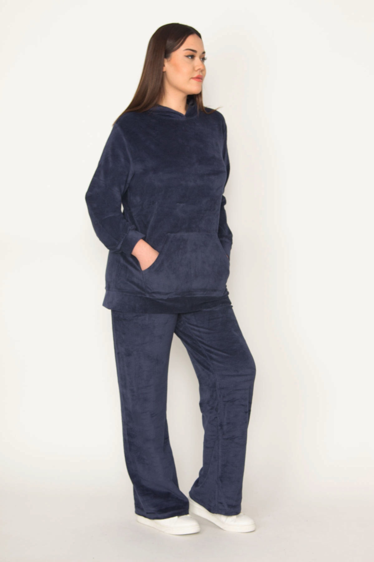 Şans Plus Size Sweatsuit Set - Navy blue - Regular fit