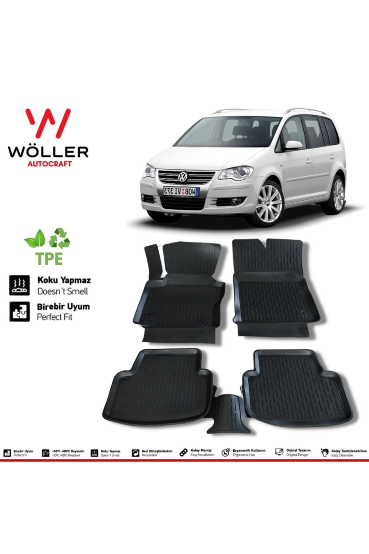 Wöller Volkswagen Touran Коврик после 2003 года 3D Коврик для бассейна wöller3dpaspas137