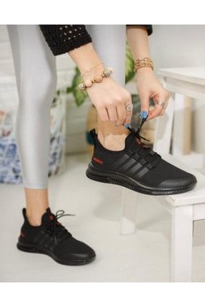 Spor Siyah Tam Ortopedik Triko Sneaker Ayakkabı AQUASPORALT