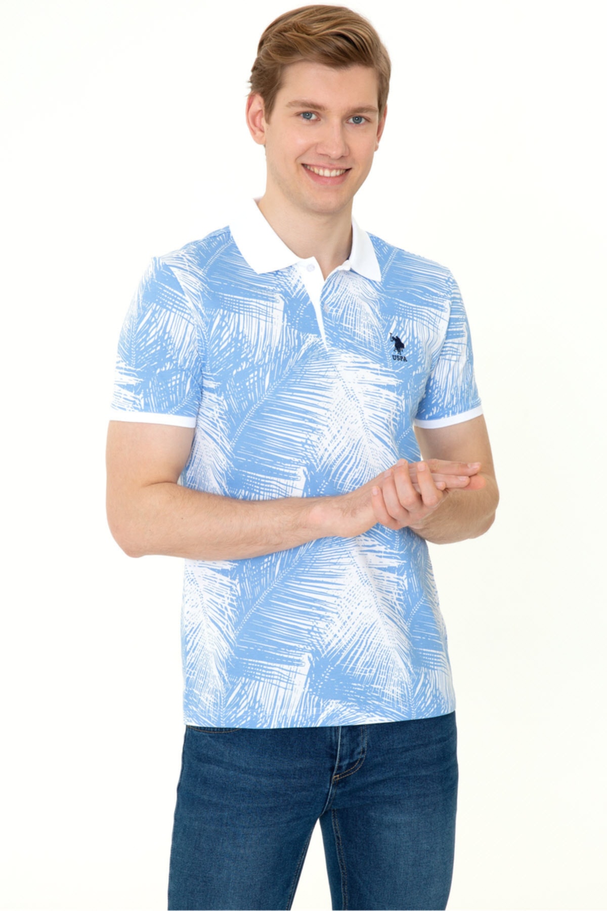 یو اس پولو تی‌شرت مردانه آبی