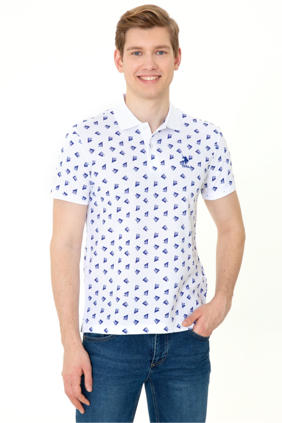 یو اس پولو تی‌شرت مردانه سفید