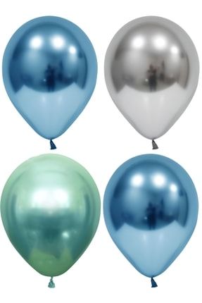 50 Adet Gümüş Mavi Yeşil Krom Balon (aynalı Balon) 3KROMHKNYS50