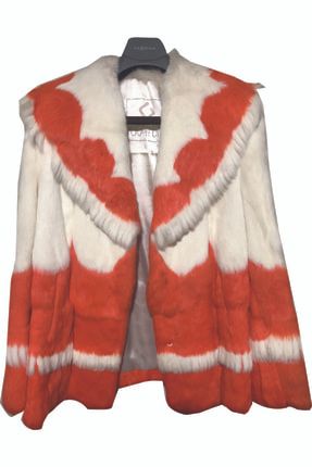 kadın Turuncu-beyaz Kürk Ceket CODE114