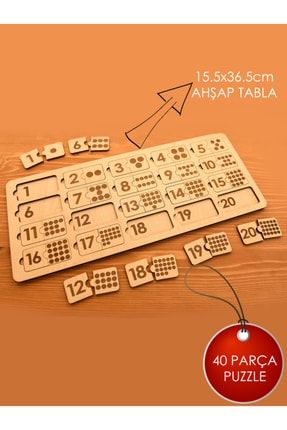 20'li Ahşap Sayılar Puzzle Ve Eşleştirme Eğitici Oyuncak puzzlee