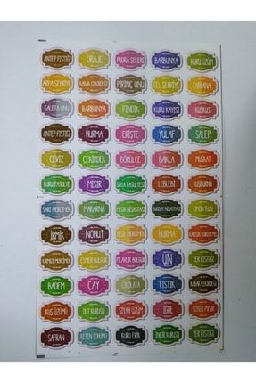 115 Adet Baharat Etiketi Kavanoz Stickeri Suya Dayanıklı Renkli Etiket115R