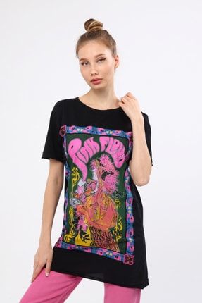 Çok Renkli Baskılı Kadın T-shirt UKBKT0039