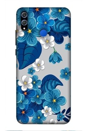 Huawei 8x Uyumlu Kılıf Baskılı Mavi Çiçekler Desenli A++ Silikon - 8835 Honor 8x Kılıf Dst-Ket-023