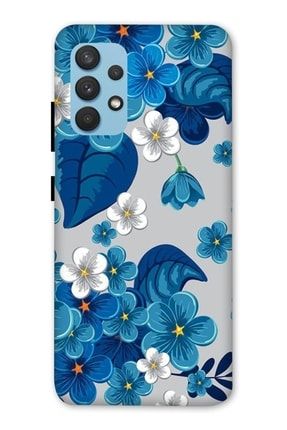 Samsung Galaxy A32 Uyumlu Kılıf Baskılı Mavi Çiçekler Desenli A++ Silikon - 8835 Samsung A32 Kılıf Dst-Ket-023