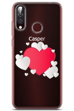 Casper Via F3 Uyumlu Kılıf Clear Üç Boyutlu Kalpler Desenli Kılıfı Via F3 Kapak Cle-1+1