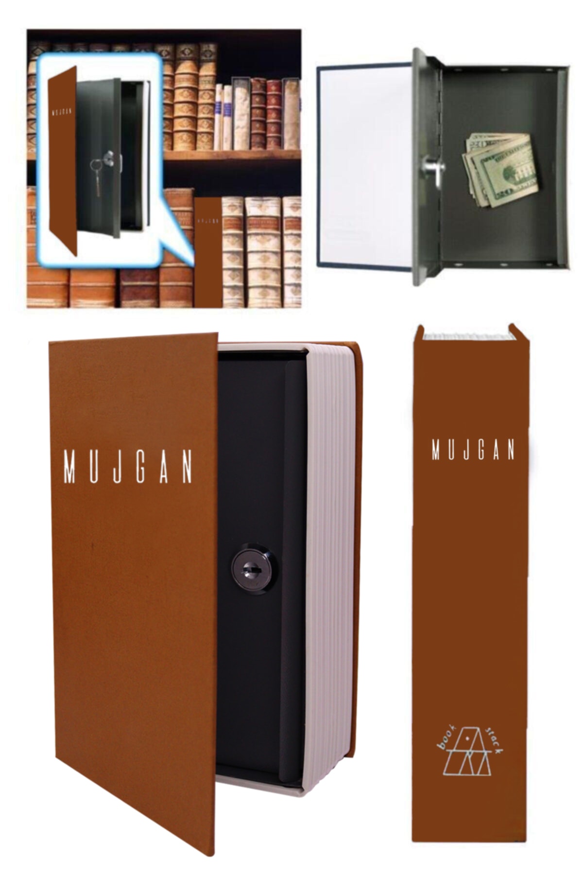 Book-Looking Hidden Safe Brown