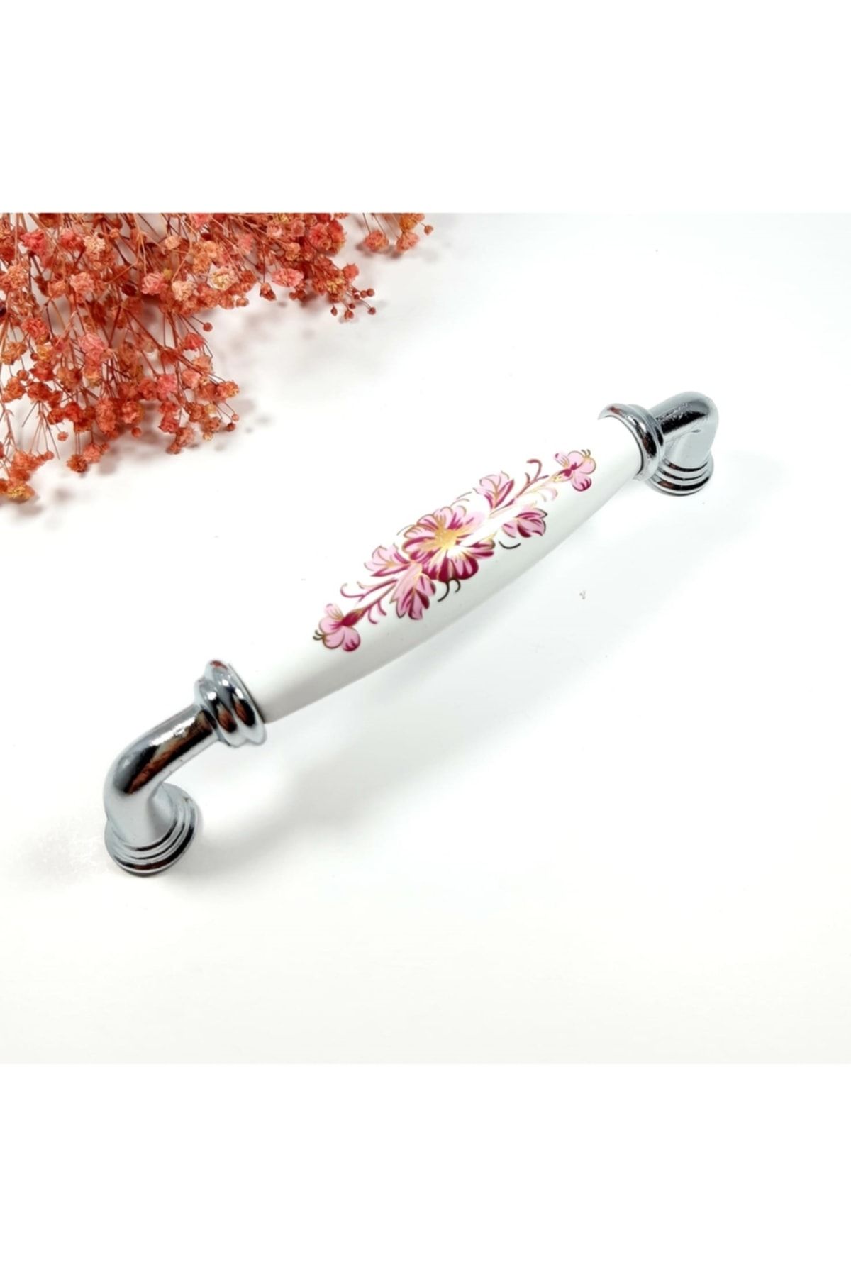 Red Level-Modern Ruby Cabinet Drawer - Furniture Kitchen Handle with Chrome, Porcelain and Handle Detail 148 2