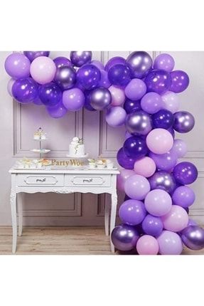 Yetişkin Doğum Günü Balon Parti Set Mor Renk Balon Set 100 Adet Balon Ve Balon Zinciri 5851591