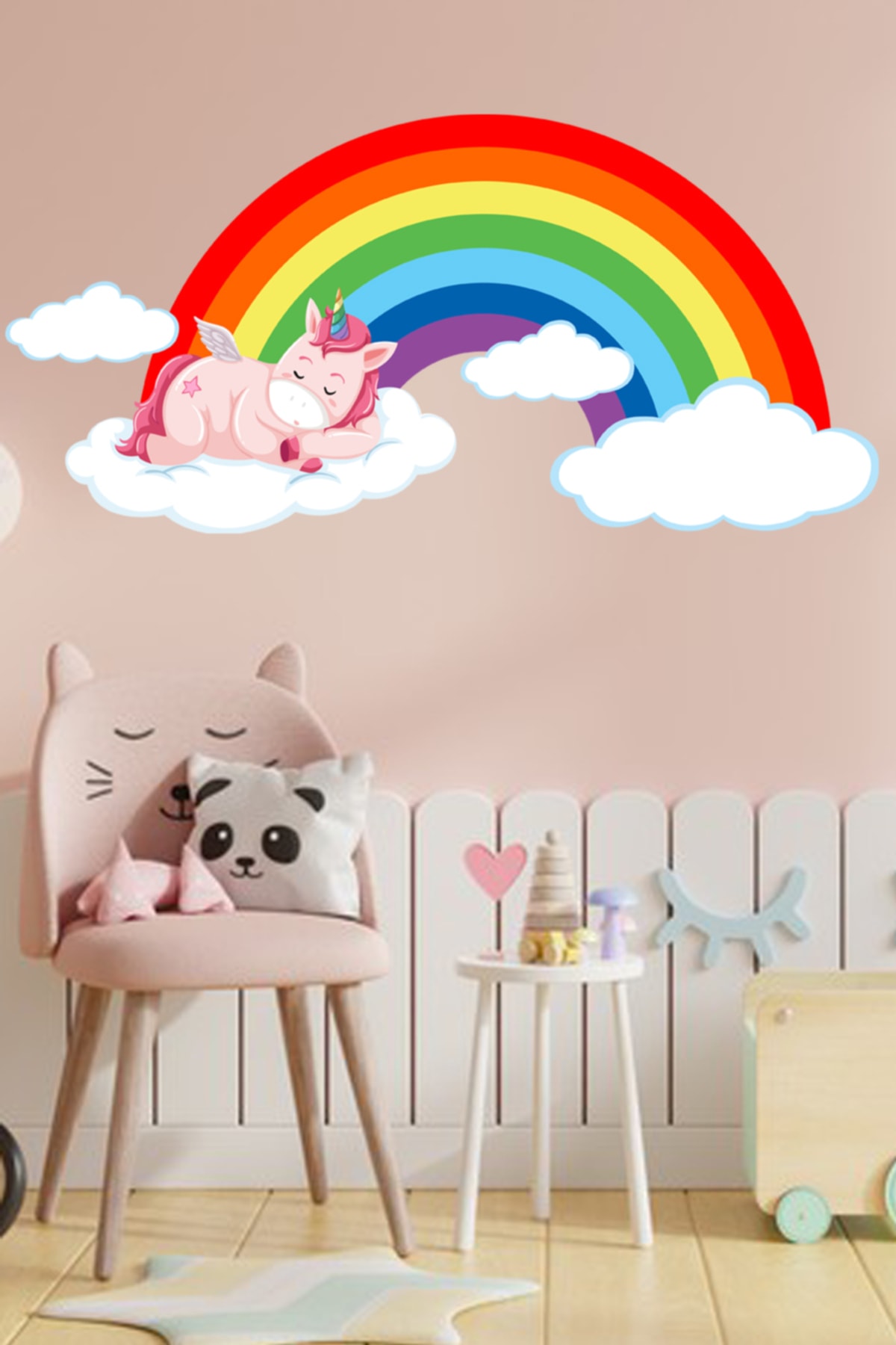 Uykucu Unicorn Çocuk Odası Sticker 70x35 Cm