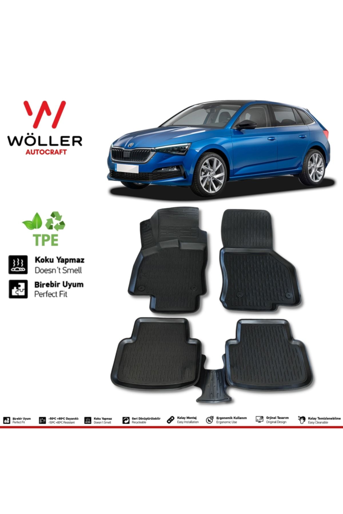 Wöller Skoda Scala Mat 2020 г.в. 3D коврик для бассейна wöller3dpaspas112