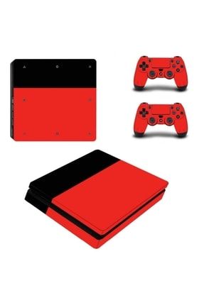 Siyah-kırmızı Playstation 4 Slim Kasa Sticker Kaplama PS4EAKT262