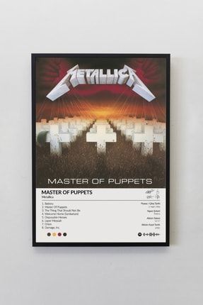Metallica Master Of Puppets Albümü Siyah Çerçeveli Spotify Barkodlu Albüm Poster Tablo MTMOP00001