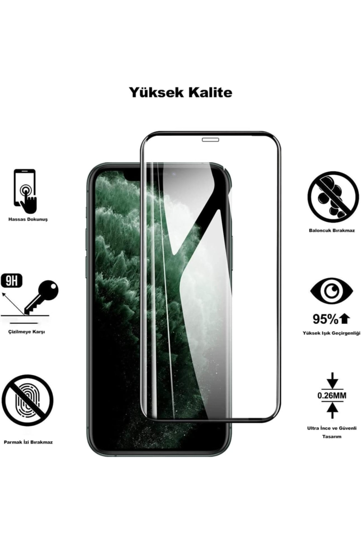 Iphone 11 /ios Uyumlu Xr Uyumlu Hayalet Gizli Ekranı Tam Kapatan Kırılmaz Cam Görünmez 7
