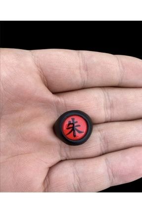 Anime Naruto Akatsuki Itachi Mat Siyah Kaplamalı Kırmızı Ayarlayabilir Yüzük daılynarutoyuzukkk