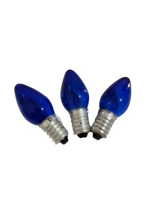 (3 Adet) Mavi Renkli E14 Mum Ampül Tuz Lambası Ve Gece Lambası Ampulü Mavi (3 Adet) 3mavi